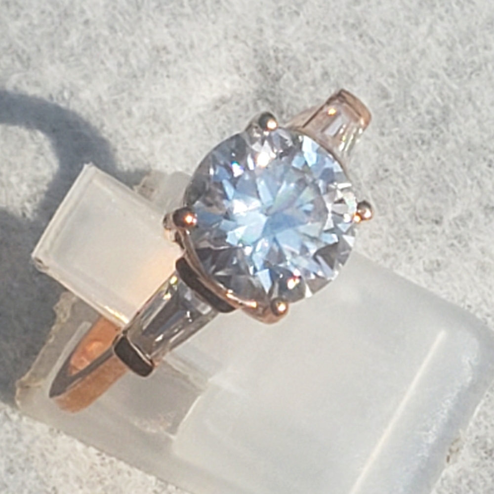 Genuine Moissanite Ring in Vermeil Rose Gold Over Sterling Silver 3.40 ctw - Picture 3 of 10
